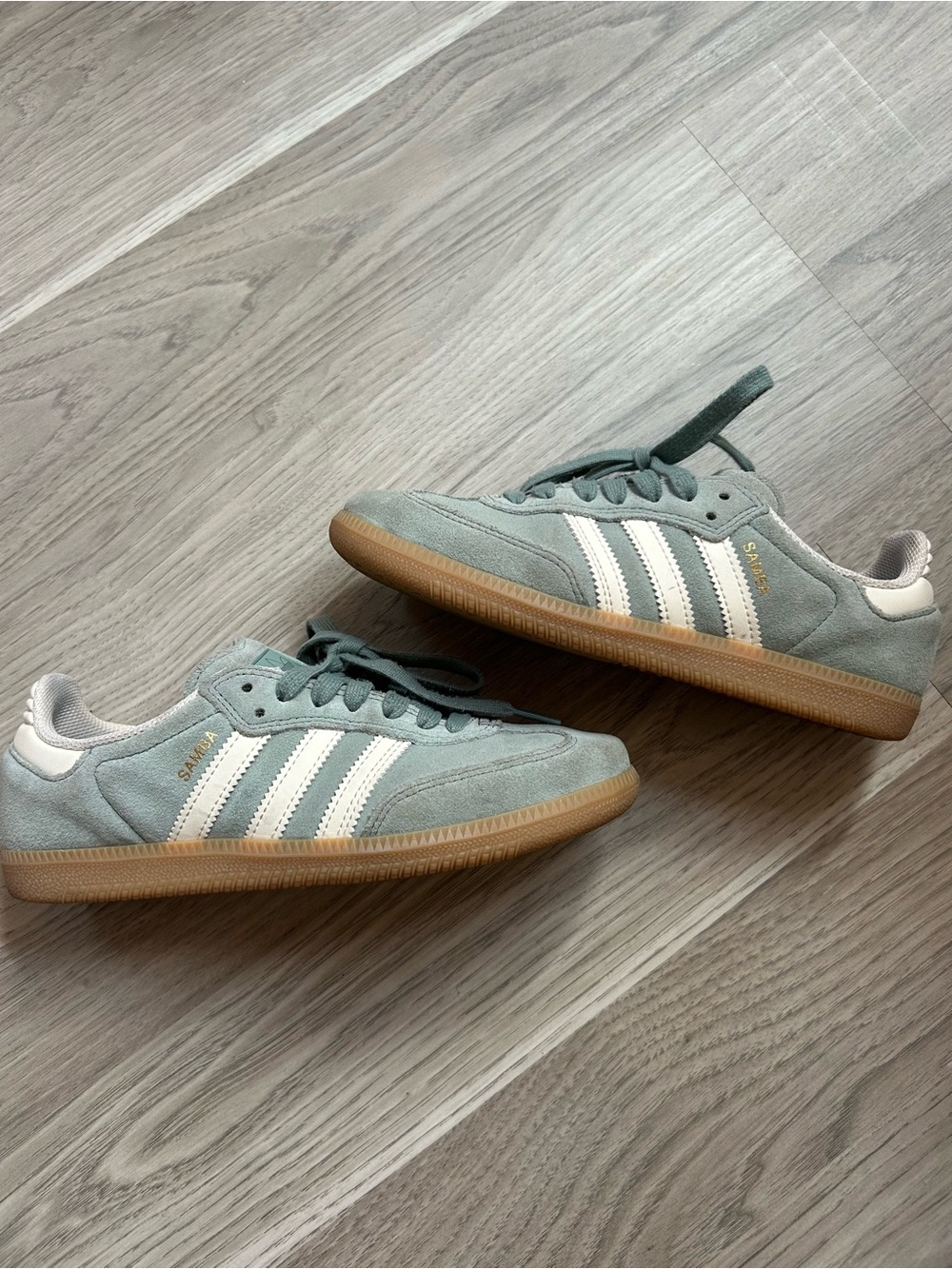 adidas Samba Sneakers - Sage Green, White & Gum Sole